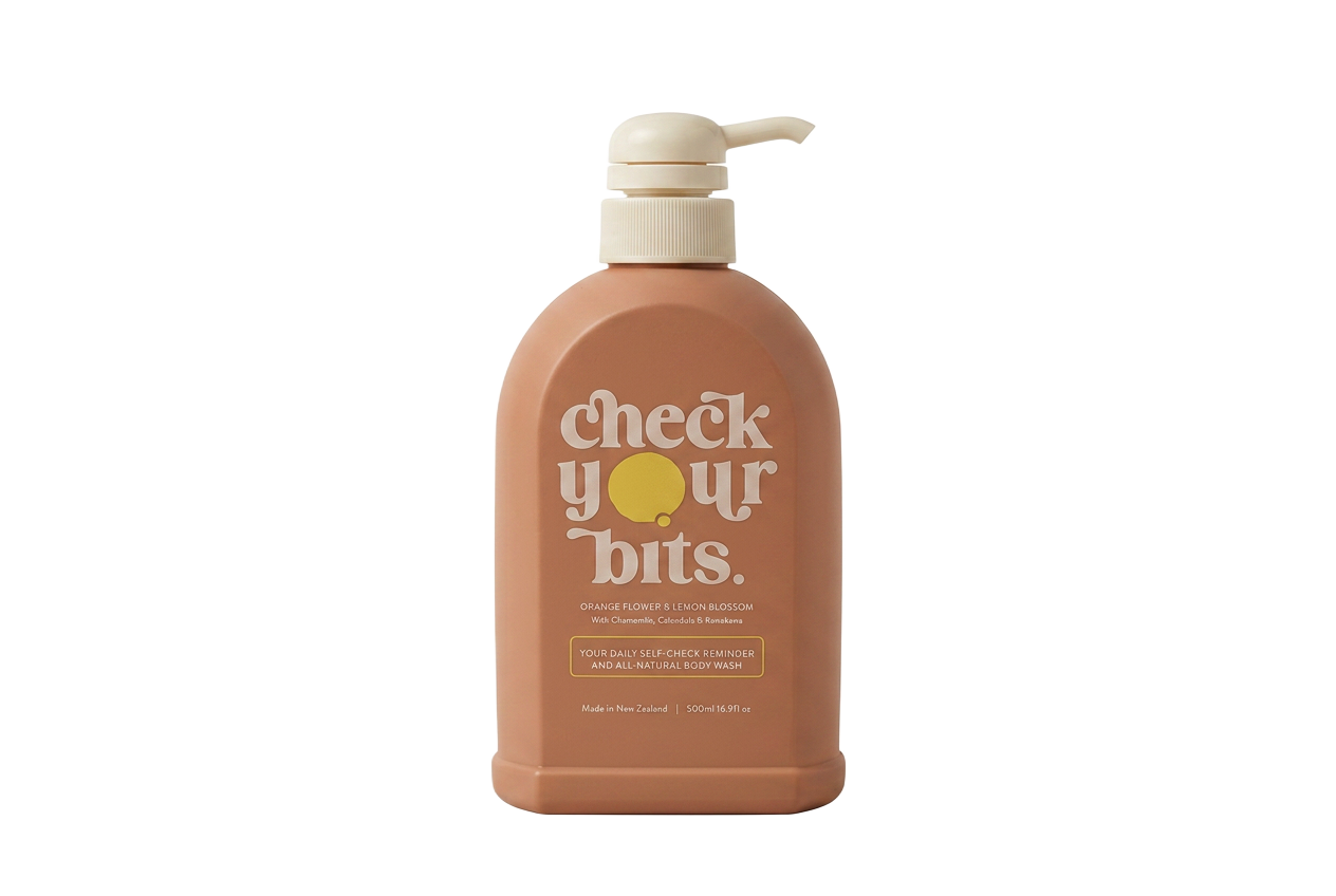 Check Your Bits body wash bottle